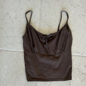 Brandy Melville Brown Tie Front Crop Camisole